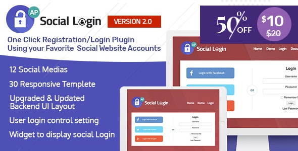 AccessPress Social Login v2.2.1 - WordPress社交登录插件