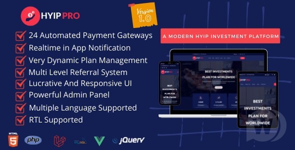 HyipPro v5.0.1 - 现代 HYIP 投资平台