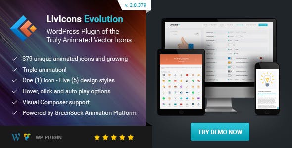 LivIcons Evolution for WordPress v2.10.387（已汉化） - 下一代真正的动画矢量图标