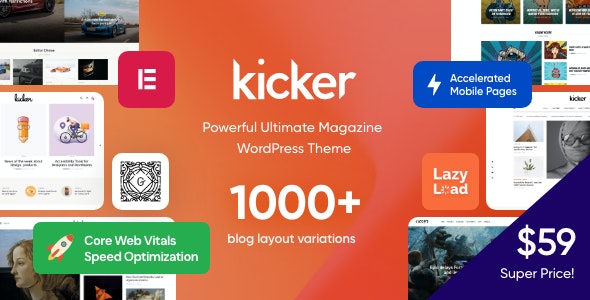 Kicker v1.3.5 –  WordPress 多用途博客杂志主题 + 古腾堡