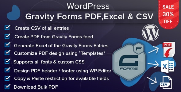 WordPress Gravity Forms PDF, Excel & CSV v1.8.1（已汉化）  - Gravity Forms转换为 pdf插件