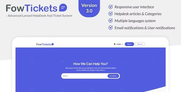 Fowtickets v3.0 – 高级 Laravel HelpDesk 和票务系统