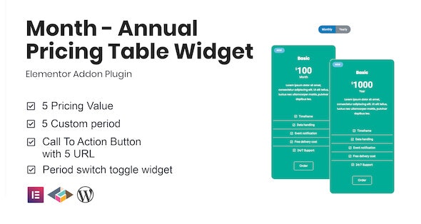 Month v1.2.3 – Elementor的年度定价表插件