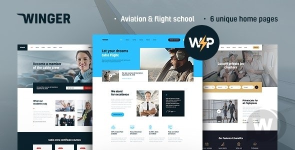 Winger v1.0.9 - 航空和飞行学校 WordPress 主题