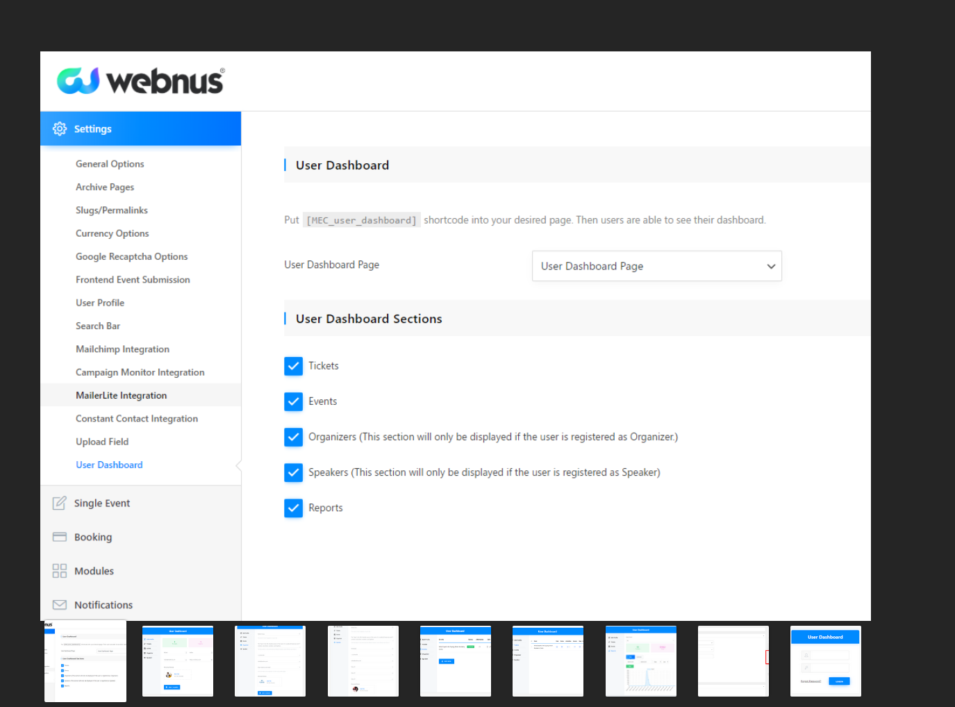 Modern Events Calendar (MEC) User Dashboard v1.2.5