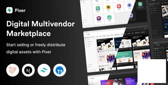 Pixer v6.6.1 - React Laravel 多供应商数字市场