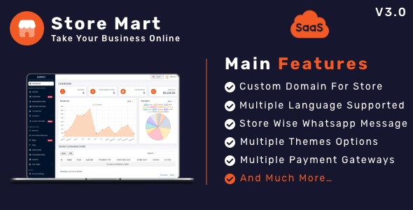 StoreMart SaaS v3.7 - 在线产品销售 SaaS 业务网站生成器