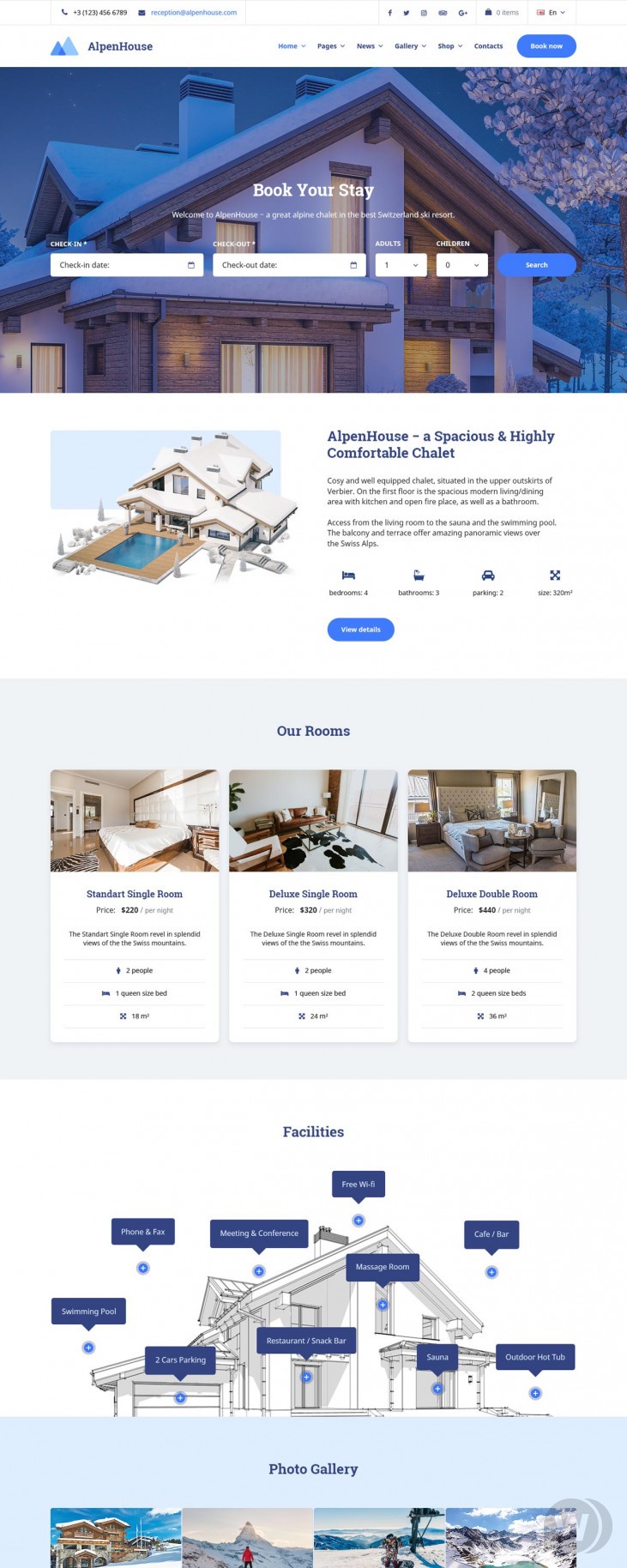 Alpenhouse v1.3.4 - 酒店预订的WordPress主题