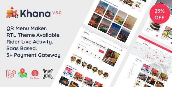 Khana v4.0（已汉化） - 使用 Saas 和 QR Menu Maker 进行多餐厅食品订购、餐厅管理