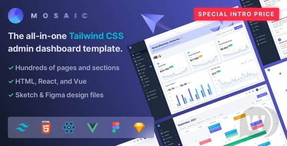 Mosaic v 15 September 2022 - Tailwind CSS 管理仪表板模板