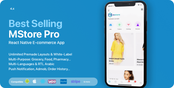 MStore Pro v4.8.0 – 电子商务的完整 React Native 模板