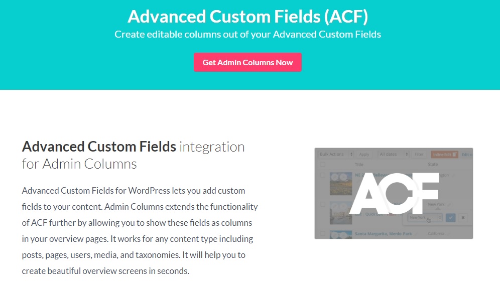 Admin Columns Pro - Advanced Custom Field (ACF) Addon v3.0.4