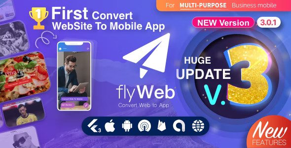 FlyWeb for Web to App Convertor Flutter + Admin Panel v3.0.6