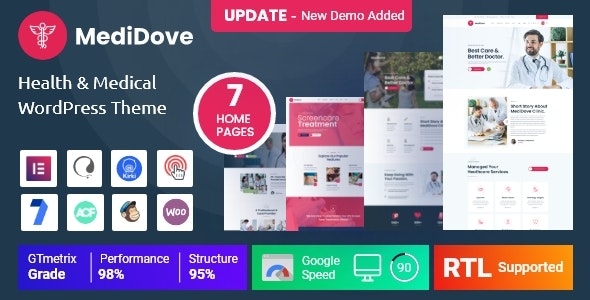 MediDove v2.2.6 - 医疗保健、家庭保健服务 WP Theme + RTL