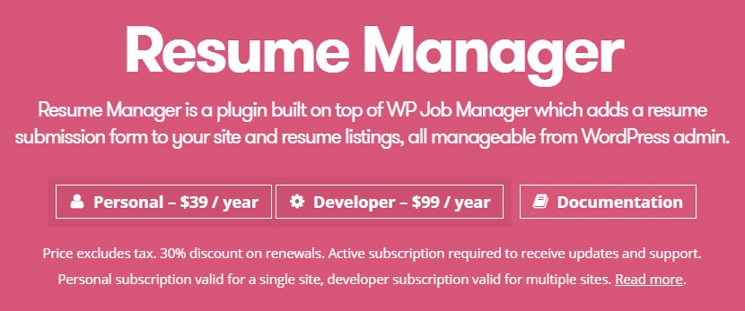 WP Job Manager Resume Manager Add-on v1.18.6