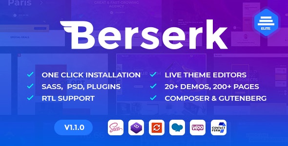 Berserk v1.2.5 - 商业组合博客企业电子商务商店 WordPress 主题