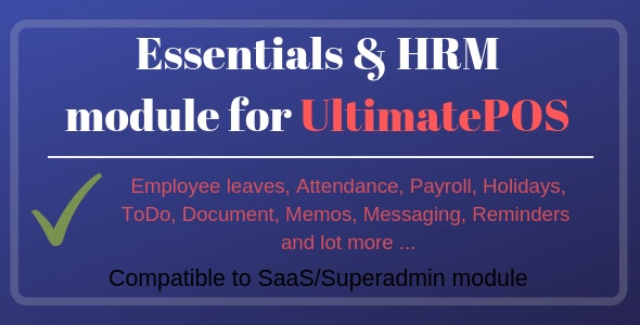 Essentials & HRM (Human resource management) Module for UltimatePOS v3.4