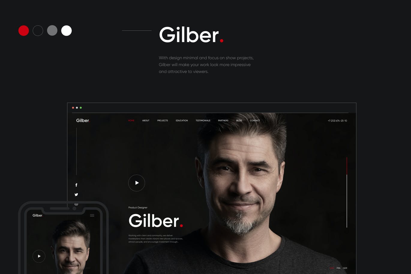 Gilber v1.0.1 - 个人简历/简历 WordPress 主题