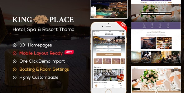 KingPlace v1.2.10破解版–WordPress酒店预订，水疗和度假主题