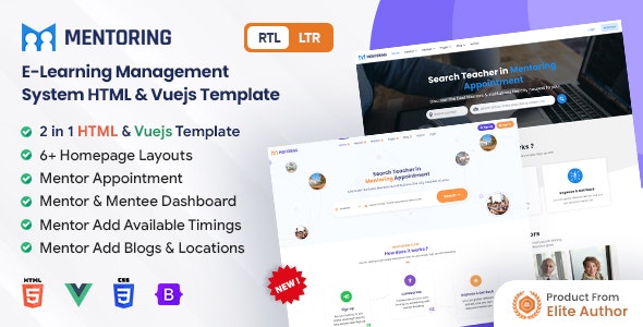 Mentoring v1.6.6 - 电子学习、学习管理系统和导师预订 LMS 模板，带管理员