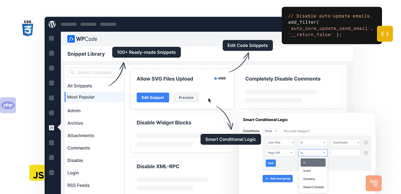 WPCode Pro v2.2.3（已汉化） - WordPress中轻松添加代码片段插件