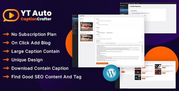 YT Auto Caption Crafter v1.0.0 – 视频内容生成器 WordPress 插件