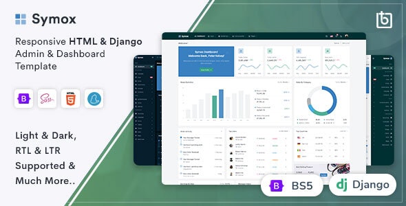 Symox v1.0 - Django 管理和仪表板模板
