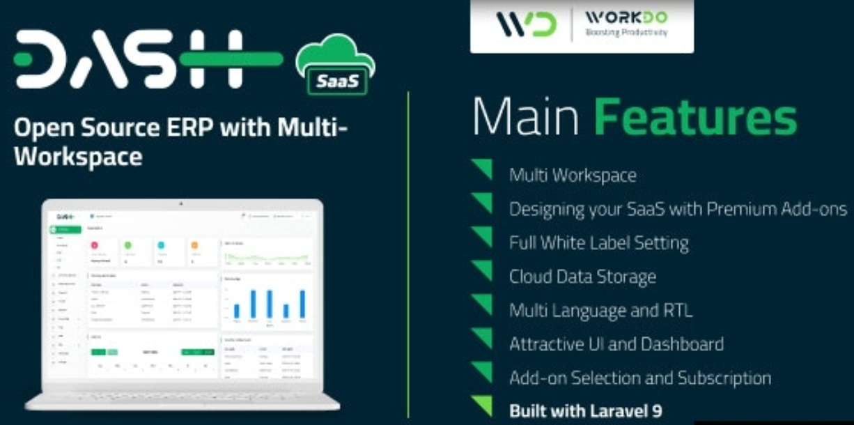 WorkDo Dash SaaS v5.2（已汉化85%） - Open Source ERP with Multi-Workspace