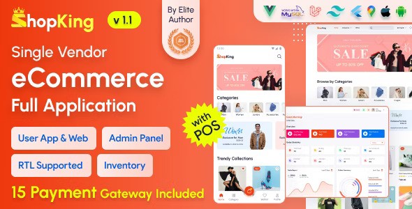 ShopKing v1.6 – eCommerce App with Laravel Website & Admin Panel with POS | Inventory Management