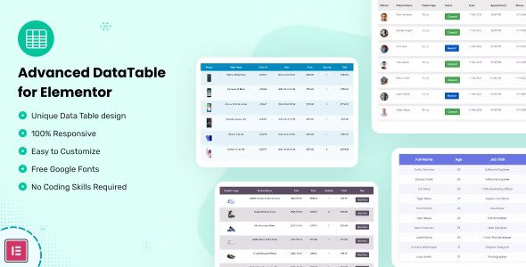 Datalentor v1.0.1 – Advanced DataTable for Elementor