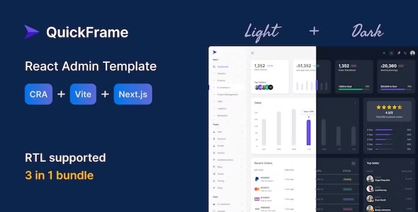 Quickframe V1.0 - React Admin Template (Next.Js, Vite & Cra)