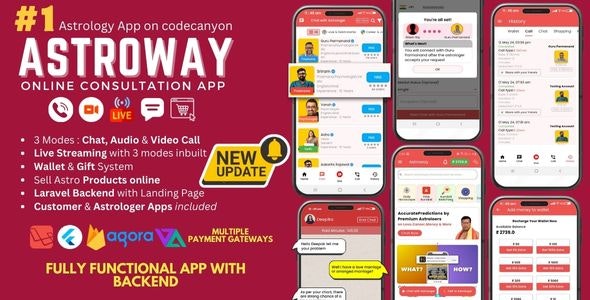 Astroway v2.1.3 - Astrology Consultation App with PHP Backend | Audio-Video Calls, Chat with Live Streaming