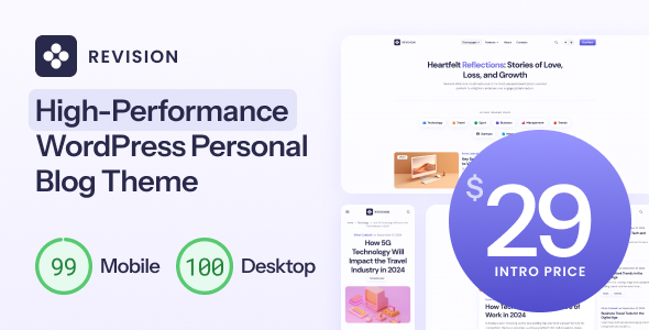 Revision v1.0 – Optimized Personal Blog WordPress Theme