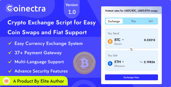 Coinectra v1.2 – 购买、出售和加密货币兑换脚本