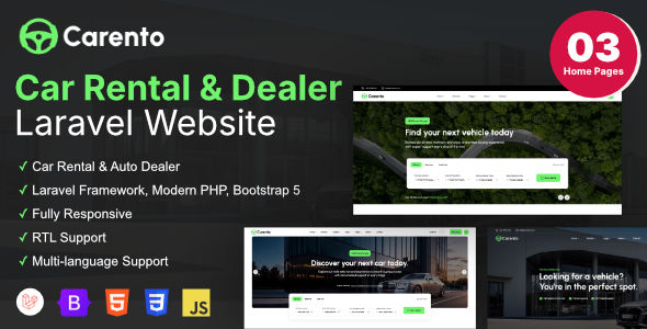 Carento v1.1.0 – 汽车租赁预订 Laravel 系统