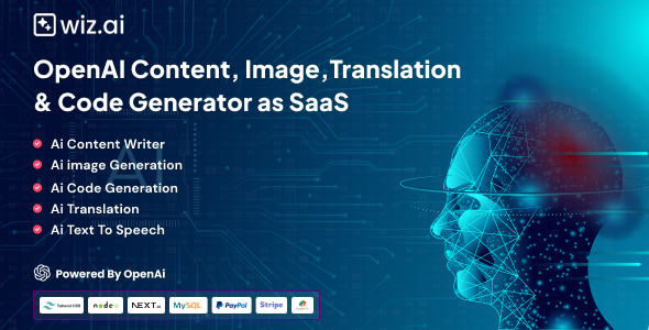 WizAI v1.5 – OpenAI Content, Image, Translation, ChatBot, and Speech to Text Generator SaaS Platform