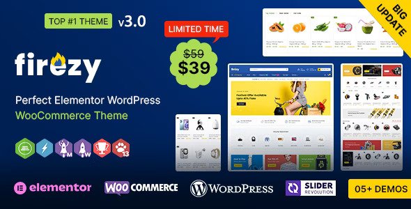 Firezy WP v3.3.0 – Elementor Multi-purpose WooCommerce Theme